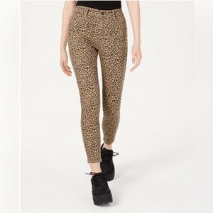 Junior's Vanilla Star Skinny Leopard Print High Rise Ankle Length Jeans